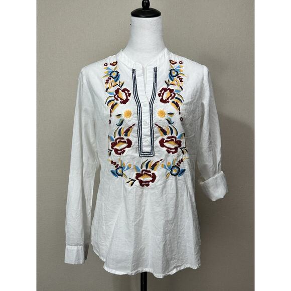 Magazine Women’s Embroidered Tunic Top Size Small Floral Boho Cottage Peasant - Picture 1 of 12